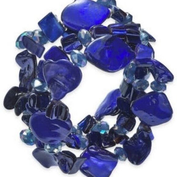 Style & Co. 3 Piece Set Shell & Bead Stretch Bracelets, Blue - Picture 2 of 3